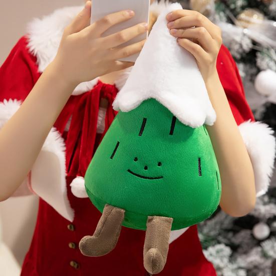 Plush Christmas Tree Doll Soft Stuffed Toy Pillow Bookshelf Xmas Decor Holiday Party Display Prop Kids Gift