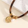 Atoztide Exaggerated Shell Conch Flower Pendant Necklace for Women Trendy Leopard-Print Necklace Stainless Steel Jewelry Gift