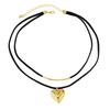Double Layer Velvet Cord Necklace with Geometric Heart Pendant Adjustable Length Choker Style Jewelry for Everyday Wear and Special Occasions