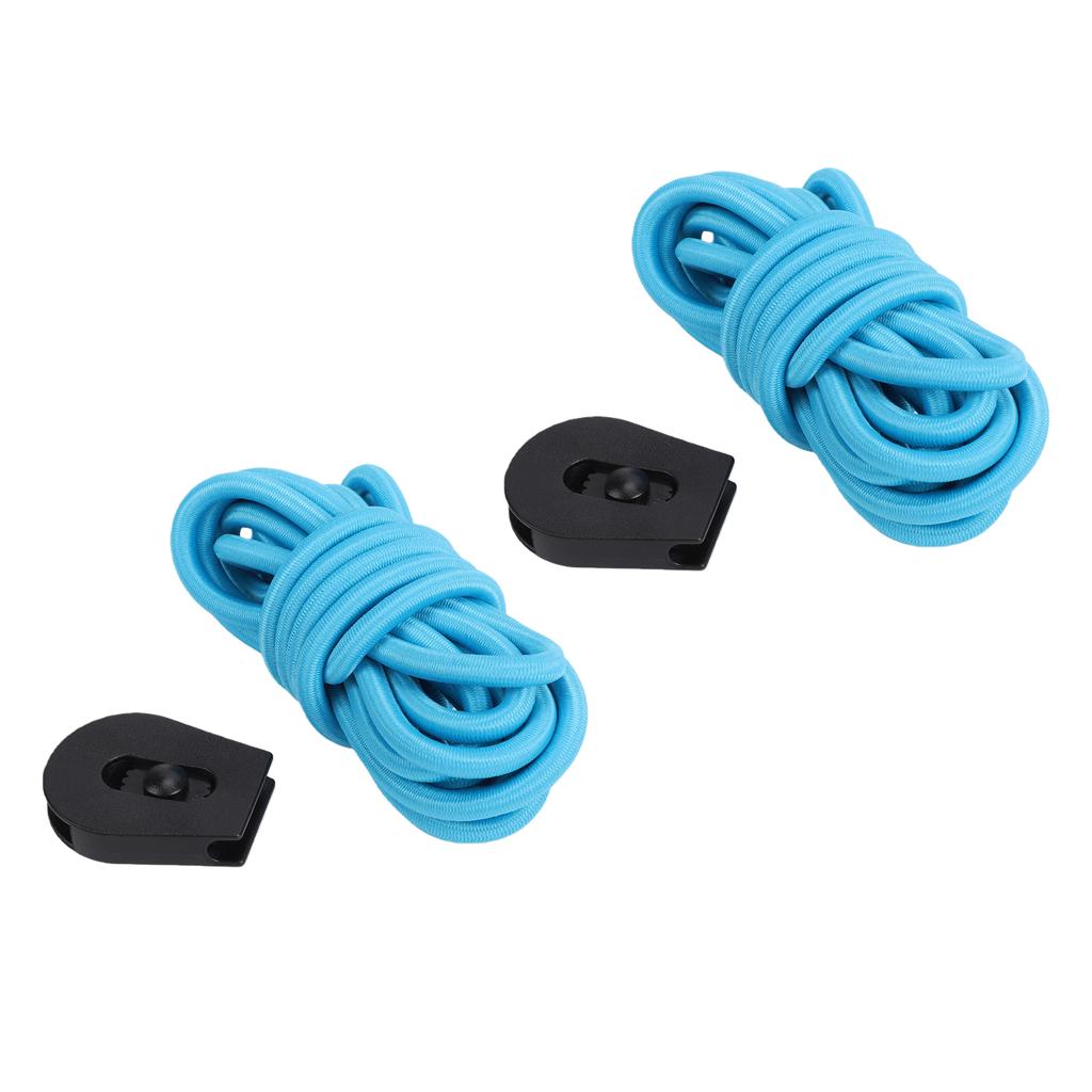2pcs Elastic Ropes 98.4in Sun Proof Nylon Kayak Elastic Cords with Anti Slip Buckles for Paddle Surfboard Blue