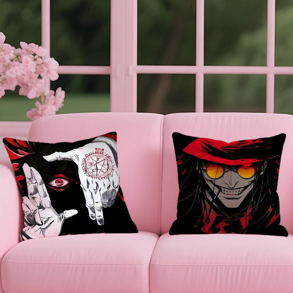 Anime hellsing ultimate Cushion Cover Reversible Plush Pillow Cover – For car, sofa, bedroom, perfect as a gift.