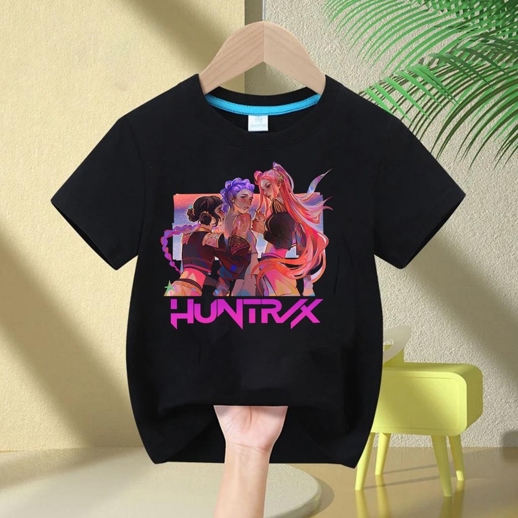 KPop Devil Hunter Print Fashion Casual Top 2025 Movie Round-neck Cartoon Girl and Boy T-shirt Casual Girl Clothing
