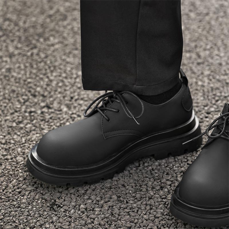 3187 carbon black Derby leather shoes spring men's niche platform commuter men's trendy shoes casual sports versatile men's shoes