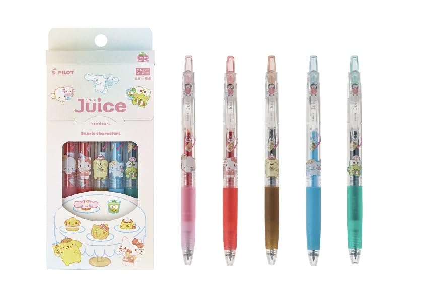 

Гелевая шариковая ручка Sanrio Characters 5 цветов розовый красный кофейный коричневый пастельный синий зеленый Juice set (Набор/Малыш (Когимюн), (Привет Китти),
