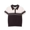 European and American Style Women's Clothing, College Style Fashion Ribbed Knitted POLO Shirt Collar Top 4938102