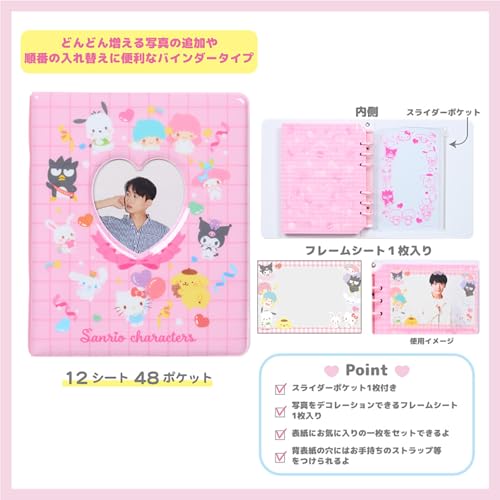 Sanrio (SANRIO) L-Size Photo Pocket Album (Enjoy Idol) Sanrio Characters PVC, Approx. 18cm W x 3.3cm D x 22cm H, 6-Hole Type, 12 Sheets (48 Pockets),