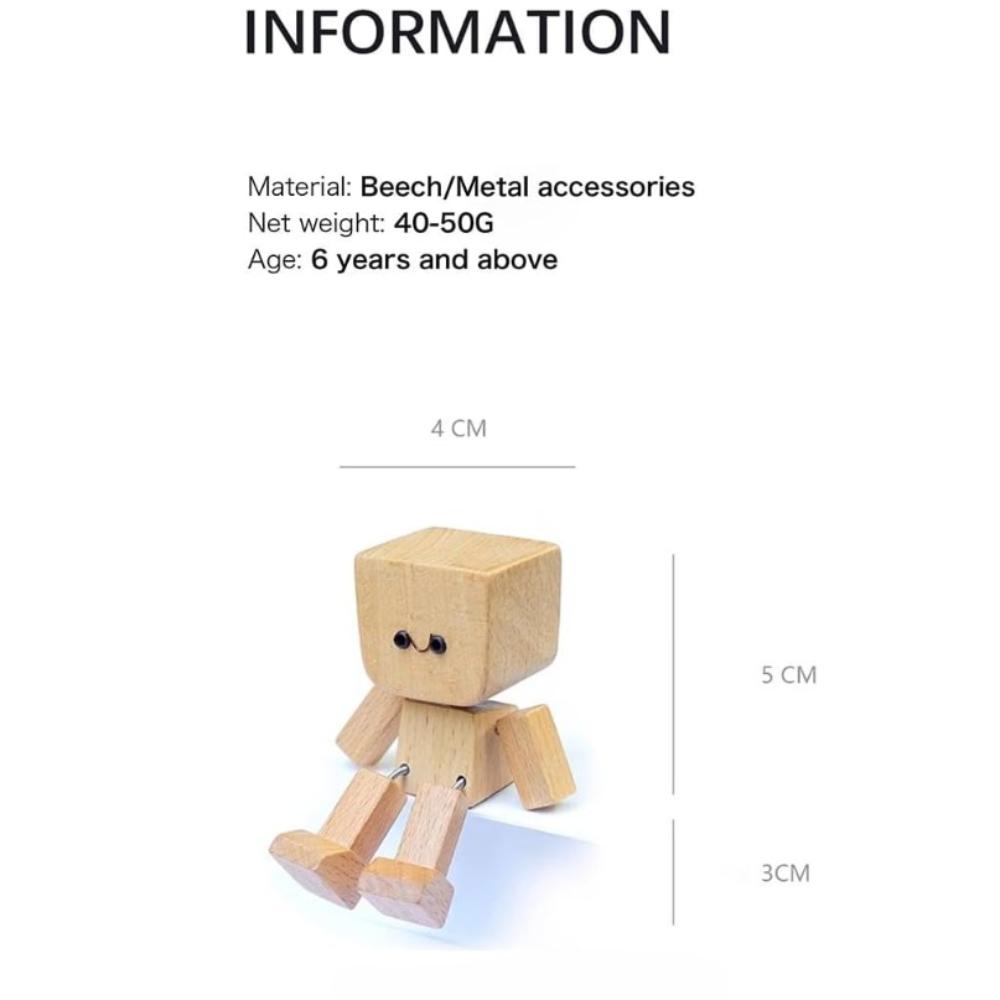 Shaking Wooden Man Figure,Charming Small Wooden Figure Swinging With 12 Magnetic Expressions,Handmade Action Figure As Car Ornament,Funny Shaking