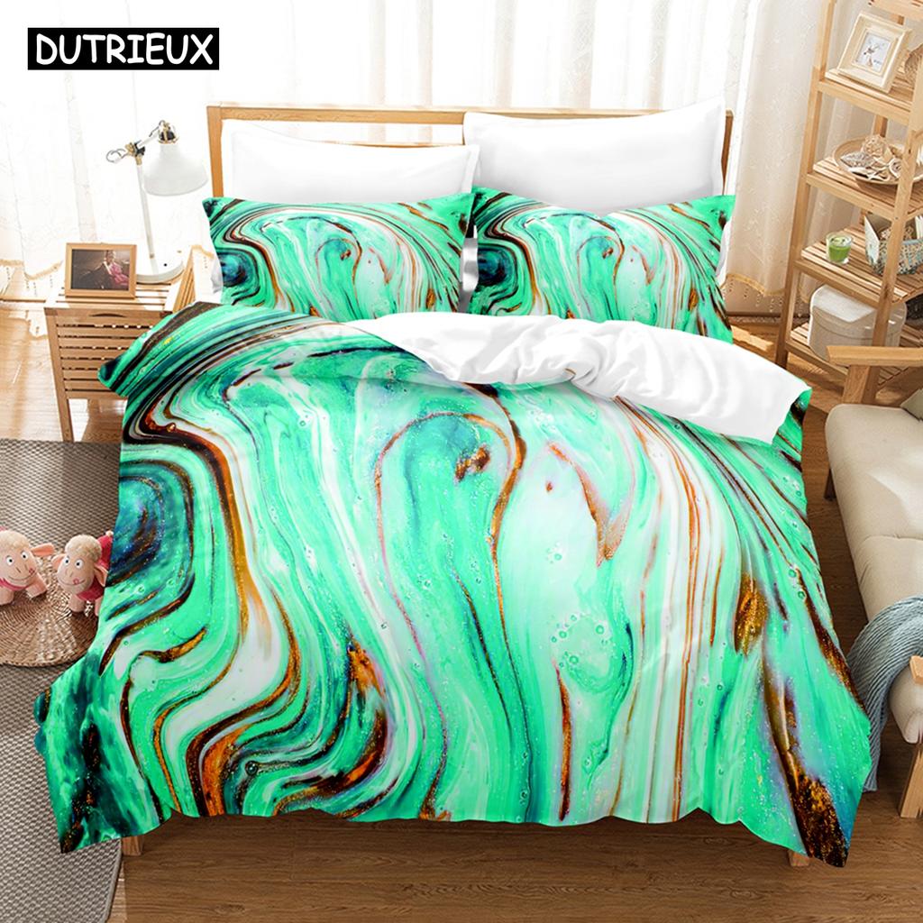 3D Printed Art Marbling Bedding Set Down Quilt Cover With Pillowcase Double Complete Queen King Bedding