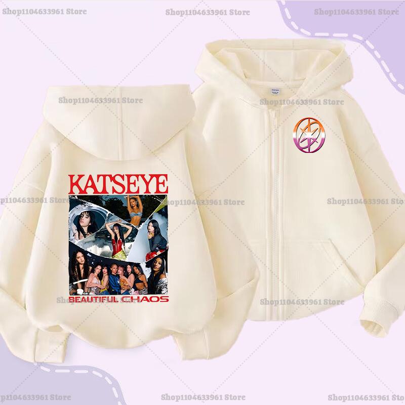Katseye Children Cardigan Coat Girls Baby Sweet Hooded Zipper Jacket Fashion Kid Sweatshirt Cute Clothes Top Anime Birthday Gift