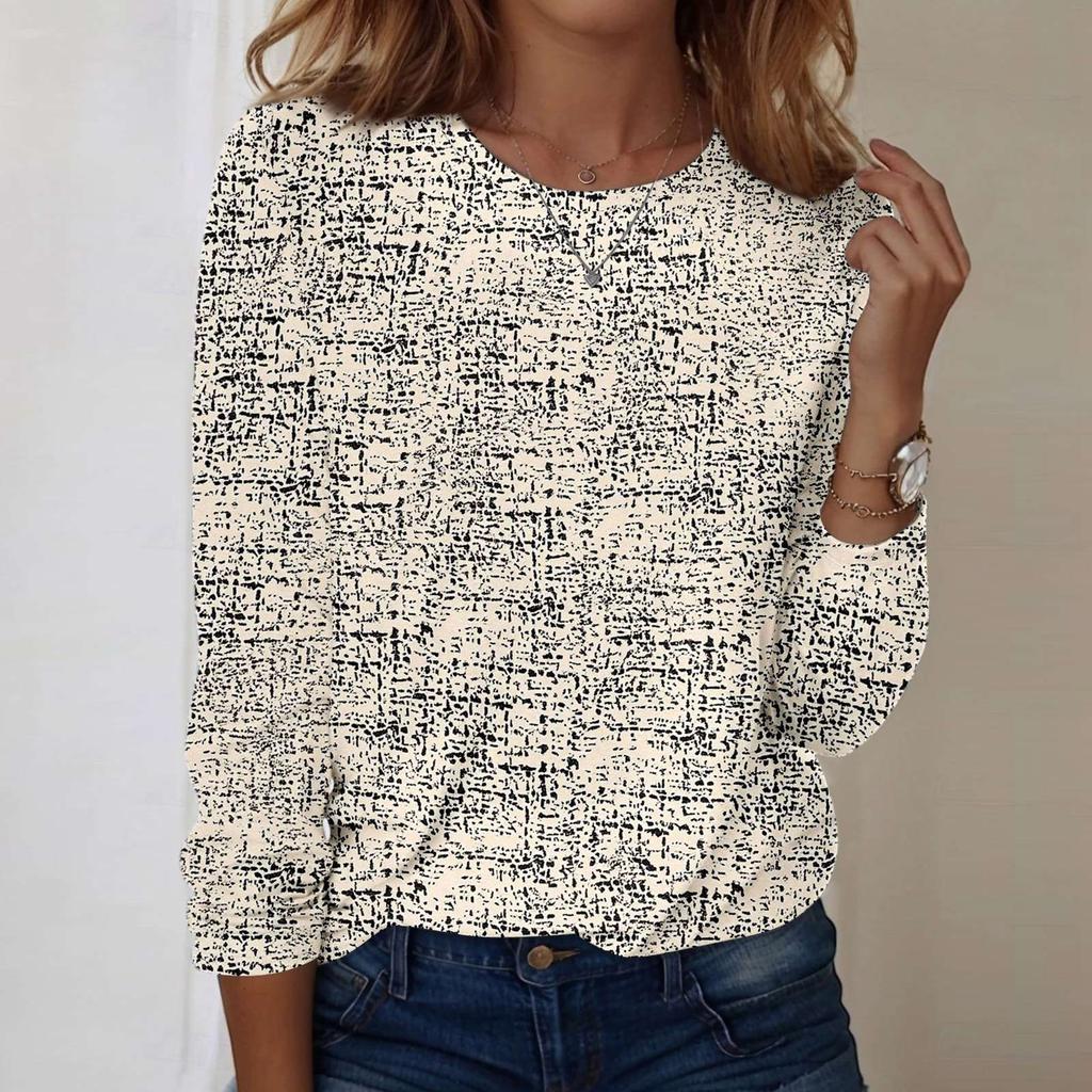 Long Sleeve Shirts For Women Cute Print Graphic Tees Blouses Casual Plus Size Basic Tops Pullover