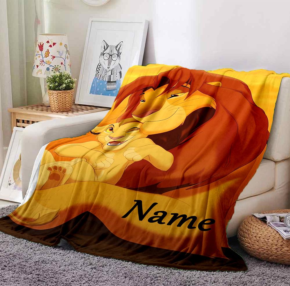 Custom Name Lion Cub Name Flannel Blanket Throw Blanket Soft Warm Sofa Bed home Decor Unique Gift