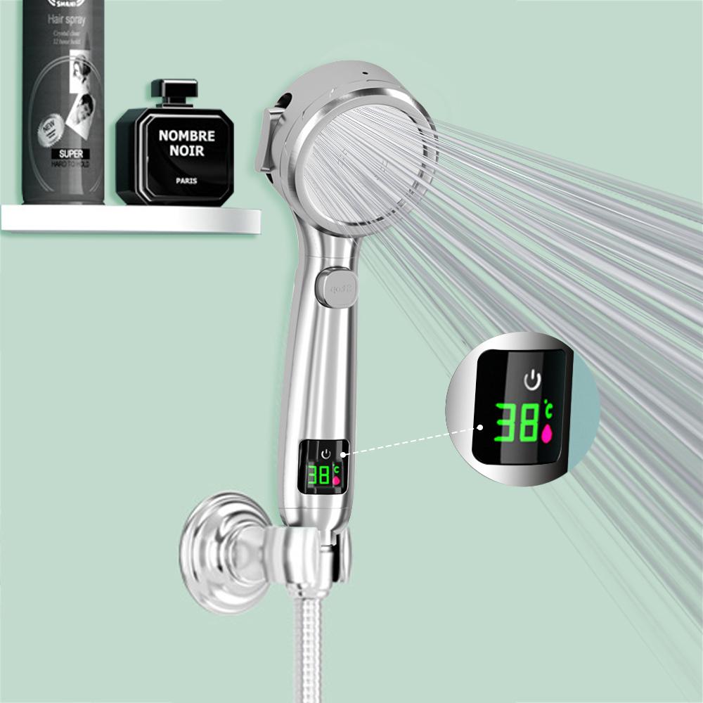 

Насадка для душа, 4 режима, аксессуары для ванной комнаты, дисплей температуры, ручная водосберегающая насадка для душа, высокое давление