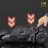 1/24 Classic Movie Car 2008 Batmobile Alloy Bat Sports Car Model Metal Racing Combat Vehicles Model Sound and Light Kid Toy Gift