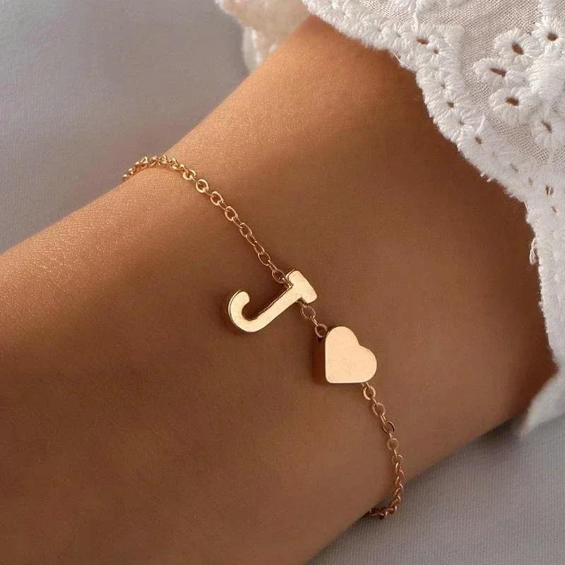 26 English Initial Letter Bracelets for Lovers Men Women 2026 New Simple DIY Personalized Name Alloy Bracelets Zircon