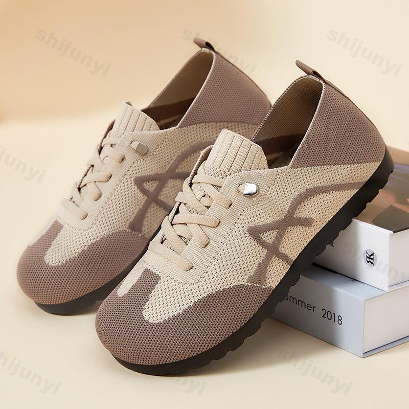 Mode Damen Freizeitschuhe Sommer Mesh Atmungsaktiv Bequem Rutschfest Ballerinas Sneaker Damenschuhe Gummiband Outdoor Laufschuhe