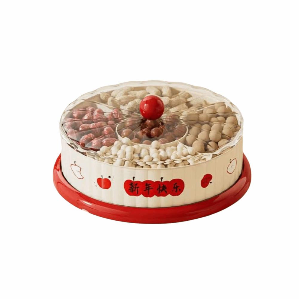 Rotatable Dried Fruit Plate Stackable Transparen Fruit Storage Display Plate Multi-Layer Compartment Fruit Serving Tray