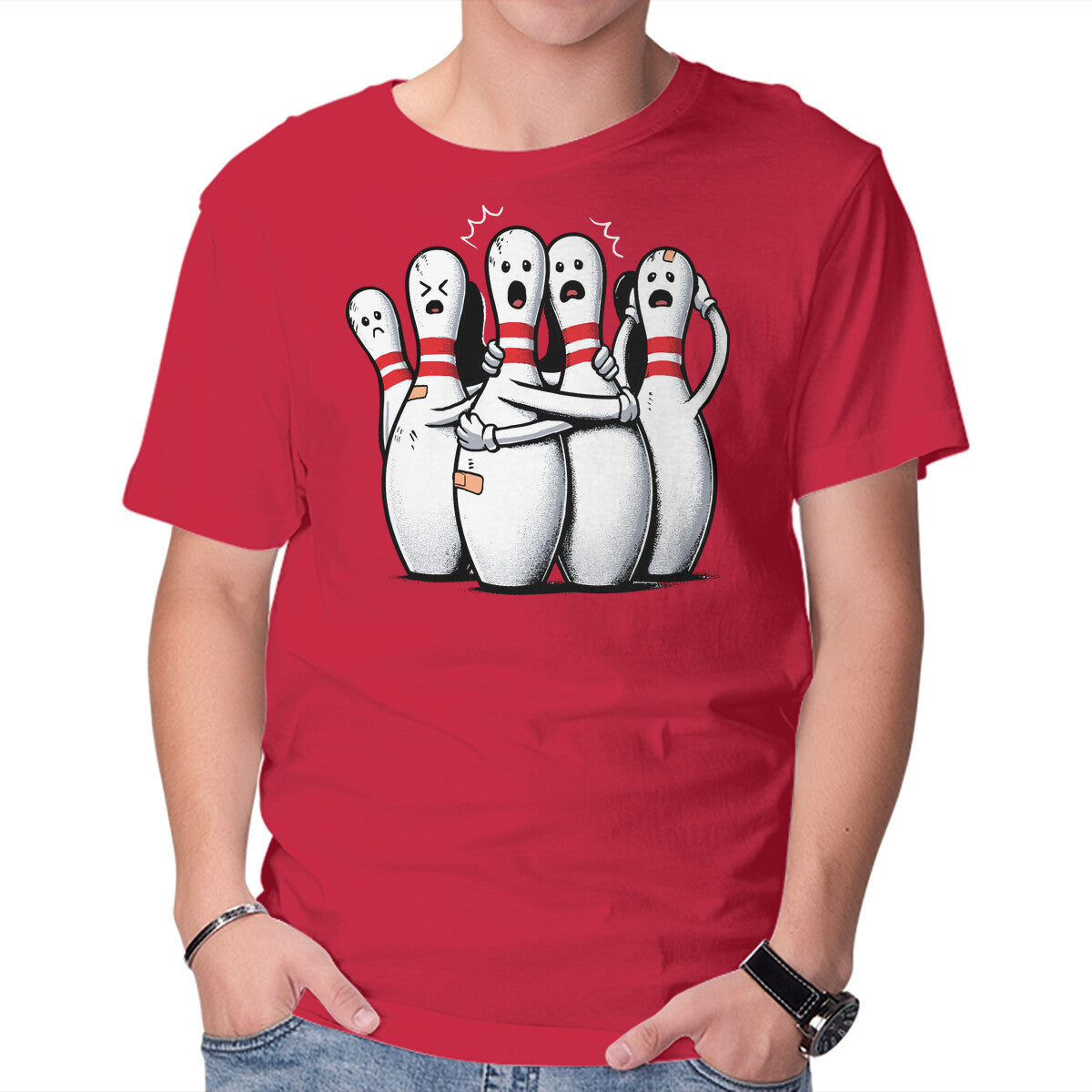 Unisex Crew Neck T-Shirt Panic At The Bowling Alley Graphic Short Sleeve Casual Tee M