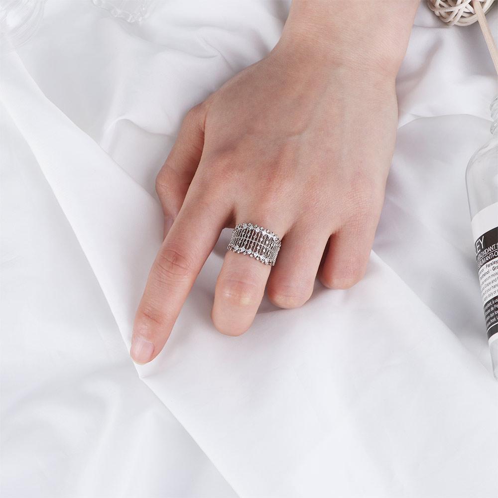 Punk Style Rhinestone Ring Korean Style Ring Opening Adjustable Ring Female Finger Ring