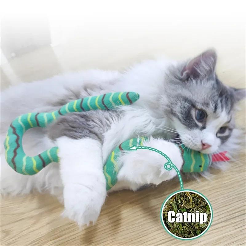 Catnip Toy Interactive Plush Cat Toy Gluttonous Snake Bite-Resistant Molar Interactive Toy Gift For Pet Accessories
