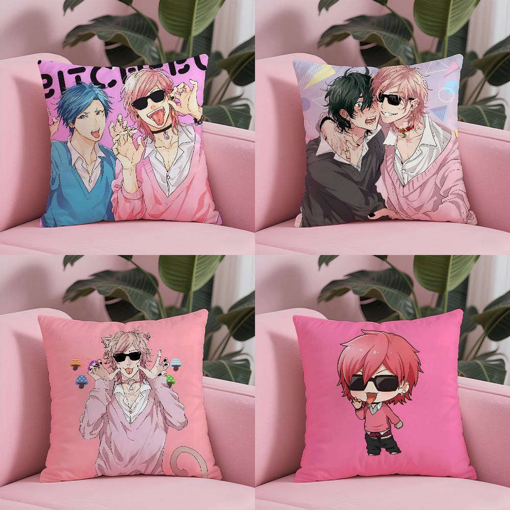 BLAnime y-Yarichin-Bitch Club Pillow Case Anti-dustmite Pillowcase Invisible zipper silky short plush Sofa cushion cover