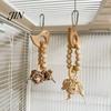 Chew Toy for Parrots Wooden Blocks Parrot Toy, Bird with Beads Rattan Balls or No Paint Dried Star Fruits, Cage Accessory Small Medium Cockatiels