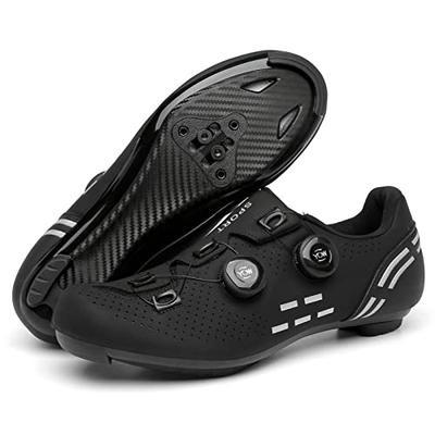 Morytrade Road Shoes with Bindings, SPD SL LOOK Compatible (Black, 25.5cm)