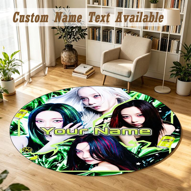 Round Rug Custom Nameaespa Pattern Non Slip Carpet Home Floor Decor