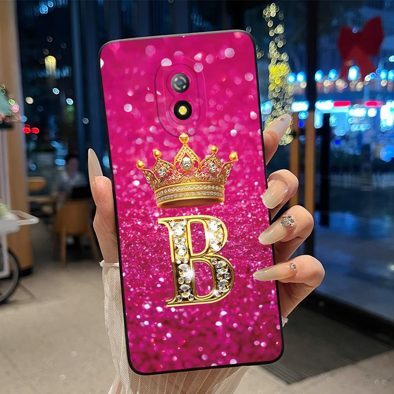 

Soft Silicone Black Shockproof Phone Case For Itel A16 A16 Plus A23/Itel Alpha Lite Fashion Crown Initial Letter Couple Casing Itel A16