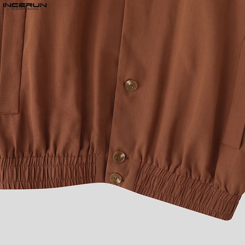INCERUN Spring Men Lapel Neck Long Sleeve Buttons Casual Loose Thin Jackets Coats