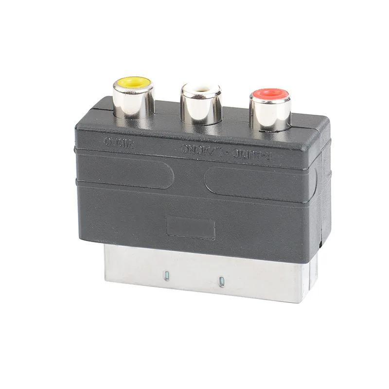 Composite RCA SVHS AV TV Audio Converter RGB Scart To 3 RCA S-Video Adapter for Video DVD Recorder TV Television Projector
