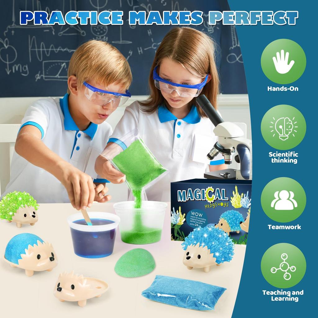 sdaymol Crystal Growing Kit for Kids 2 Colors Grow from a Hedgehog Science Experiment Kids Crystal Science Kit for Teens STEM Gift for Boys Girls - &