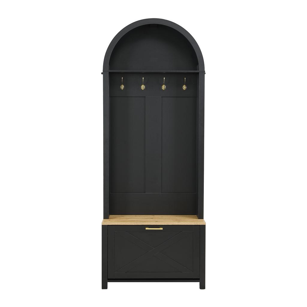 Multifunctional Coat Cabinet with Shoe Rack, Shelf & Hooks – Hall Tree for Entryway, Durable MDF Body, Modern Design, Sturdy Iron Legs, Storage