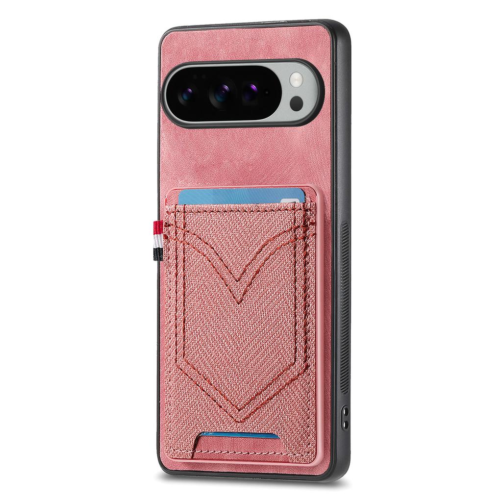 For Google Pixel 10 Pro XL Phone Case Retro Jean Cloth Texture Leather Back Cover with Card Holder