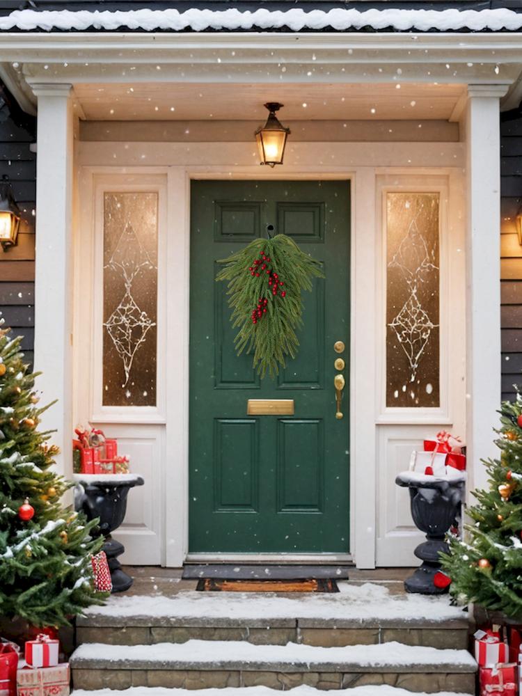 Upside Down Artificial Xmas Tree Faux Hanging Swag Ornament Decor Reusable Wall Lightweight for Home