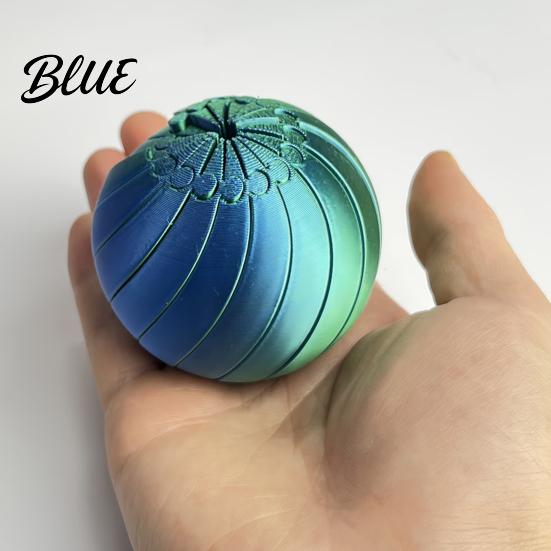 Anxiety Relief Toy 3D Printed Fidget Ball Sensory Spinner Gear Sphere with Stress Liquid Flow Effect Twistable Desk for Office Home Spiral Groove