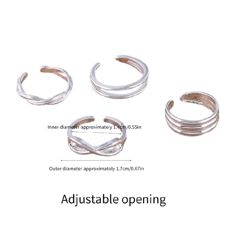 4PCS Toe Rings Alloy Jewelry Set Beach Wedding Accessories Toe Jewelry Travel Tootsies Rings for Water Activities
