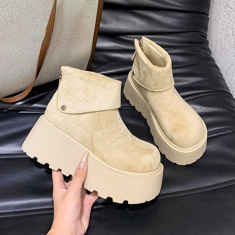 Women's short boots 2025 autumn and winter new outer wear fashionable versatile comfortable height increase casual thick-soled short boots women