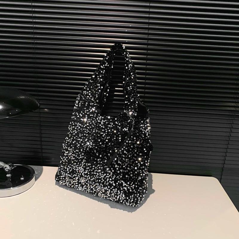 Yogodlns Tote Bag for Women Sequin Shoulder Bag Trendy Large Capacity Hobo Bag Underarm Bag for Work Travel Shopping