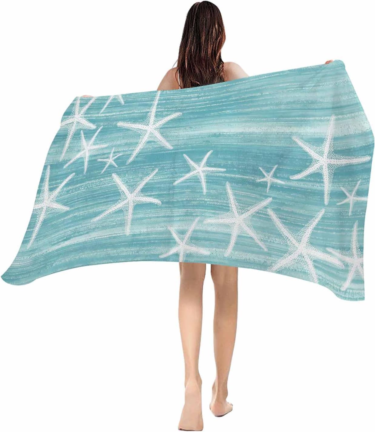 

Beach Towel Navy Blue Starfish Bath Pool Towels Summer Ocean Beach Soft Absorbent Beach Towel Lightweight Large Quick Dry Swim W30*H60(CM)
