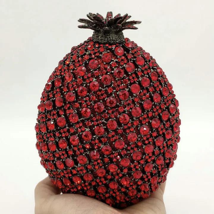 

Boutique De FGG 3D Pineapple Women Minaudiere Clutch Evening Purses Wedding Crystal Bags Bridal Party Cocktail Diamond Handbags Mini Clutch
