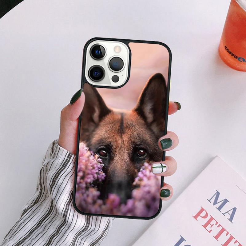 Cartoon German Shepherd Dog Phone Case For iPhone 17 Air 16 15 14 13 12 11 Pro Max Plus Max Cover Shell Coque