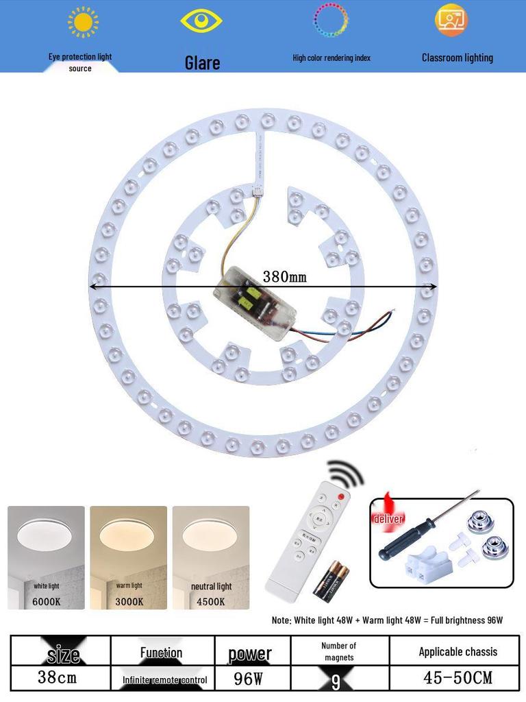 Ceiling LED Light Replacement Panel with Tricolor Changing Beads for Living Rooms