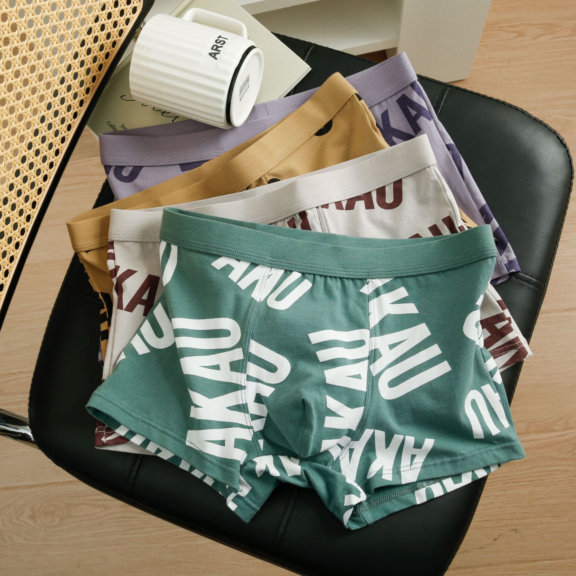 

Дышащие молодежные милые четырехугольные брюки с буквами, трендовое мужское нижнее белье, мужские хлопковые шорты-боксеры