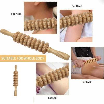 Wooden Therapy Massager Roller Trigger Point Massager Stick for Fascia Cellulite Muscle and Abdomen Body  Muscle Belly Relief Tool