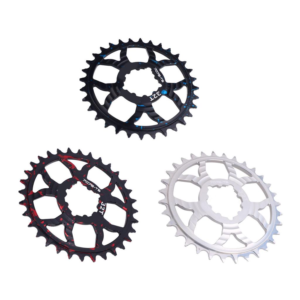 Bike Chainring 32T Round Chainwheel Hollow Aluminium Alloy Single Chain Ring Positive and Negative T