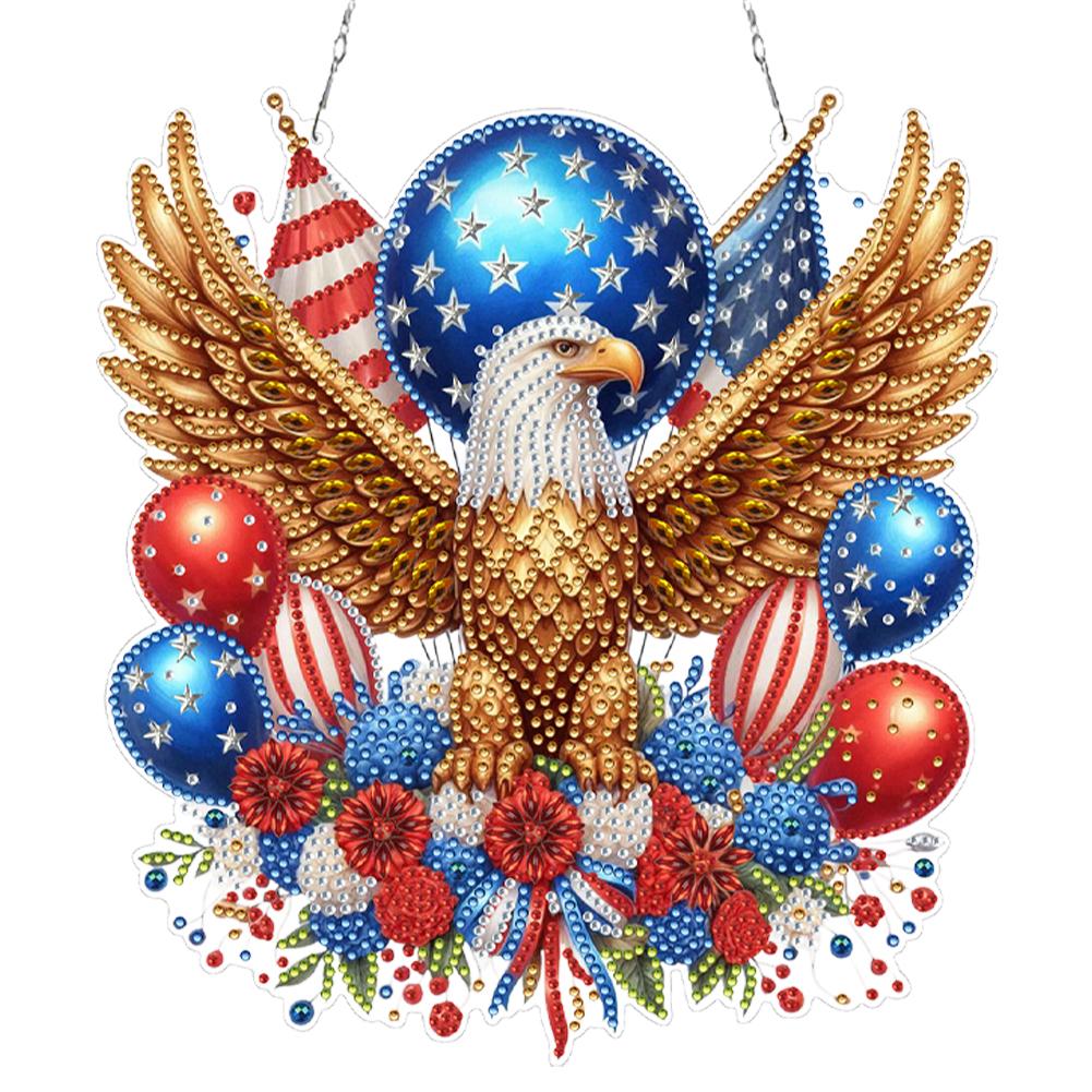 Independence Day 2D Flat DIY Acrylic Rhinestone Diamond Art Window Pendants Diamond Painting Set Diamond Art Pendant Home Decor