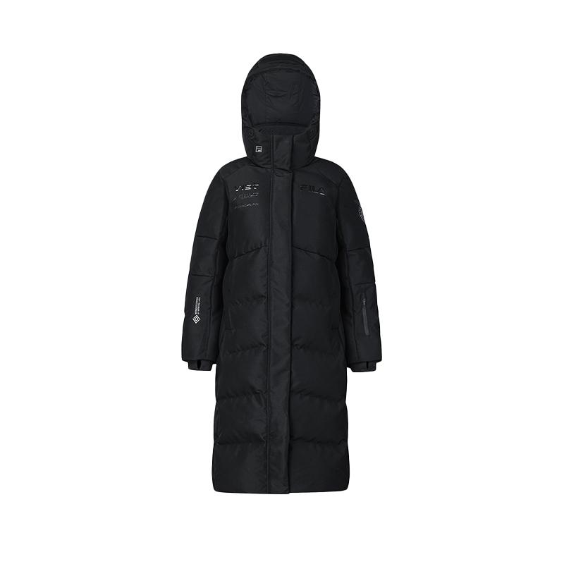 

FILA Ski Series Versatile Long Warm Hooded Down Jacket Women outerwear Deep-Black A11W446920FBK M