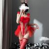 New Year's Red New Sexy Lingerie Uniform Temptation Christmas Elk Plush Sexy One-Piece Net Suit