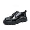 Fashion Casual Men's Leather Shoes Trendy S and Thick Soled Styles Nightclub or Daily Office Work Young Shoes 38-46 Hot Black