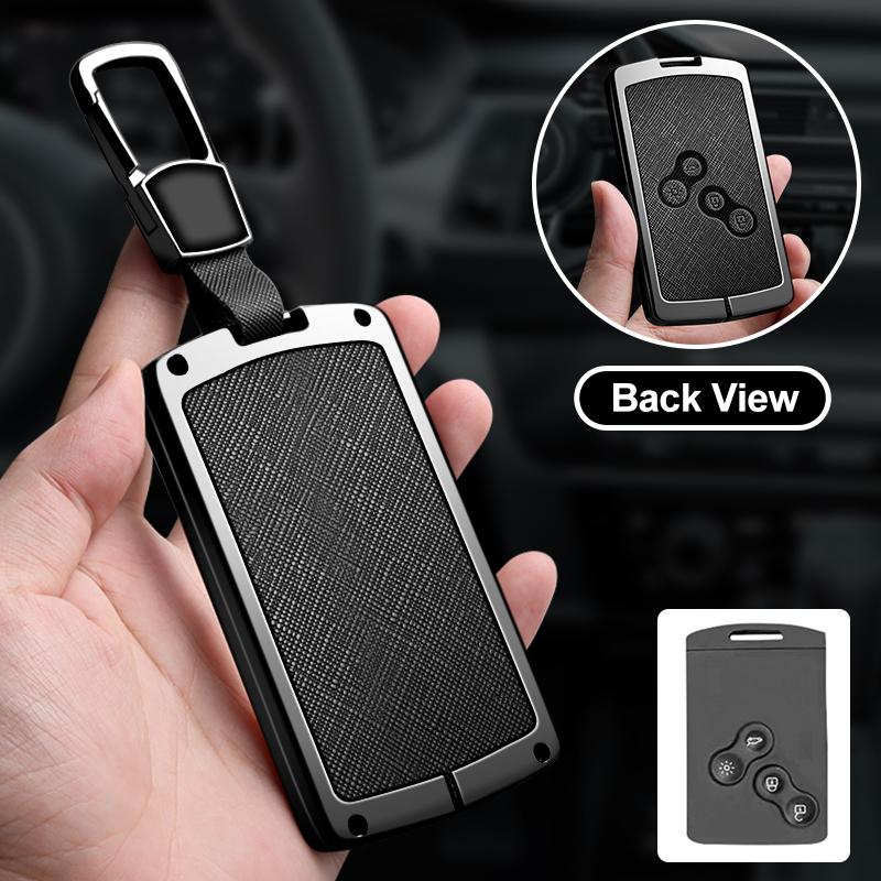 Zinc Alloy Leather Car Key Cover Fits Renault Sandero Koleos Captur Kadjar Megane Clio 5 Austral Logan Arkana Koleos Key Shell